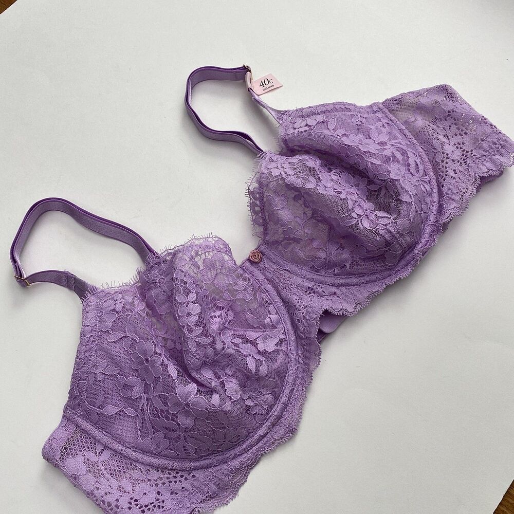 Victorias Secret Dream Angels Bra Womens 40C Purple Lace Unlined Underwire - Picture 3 of 8